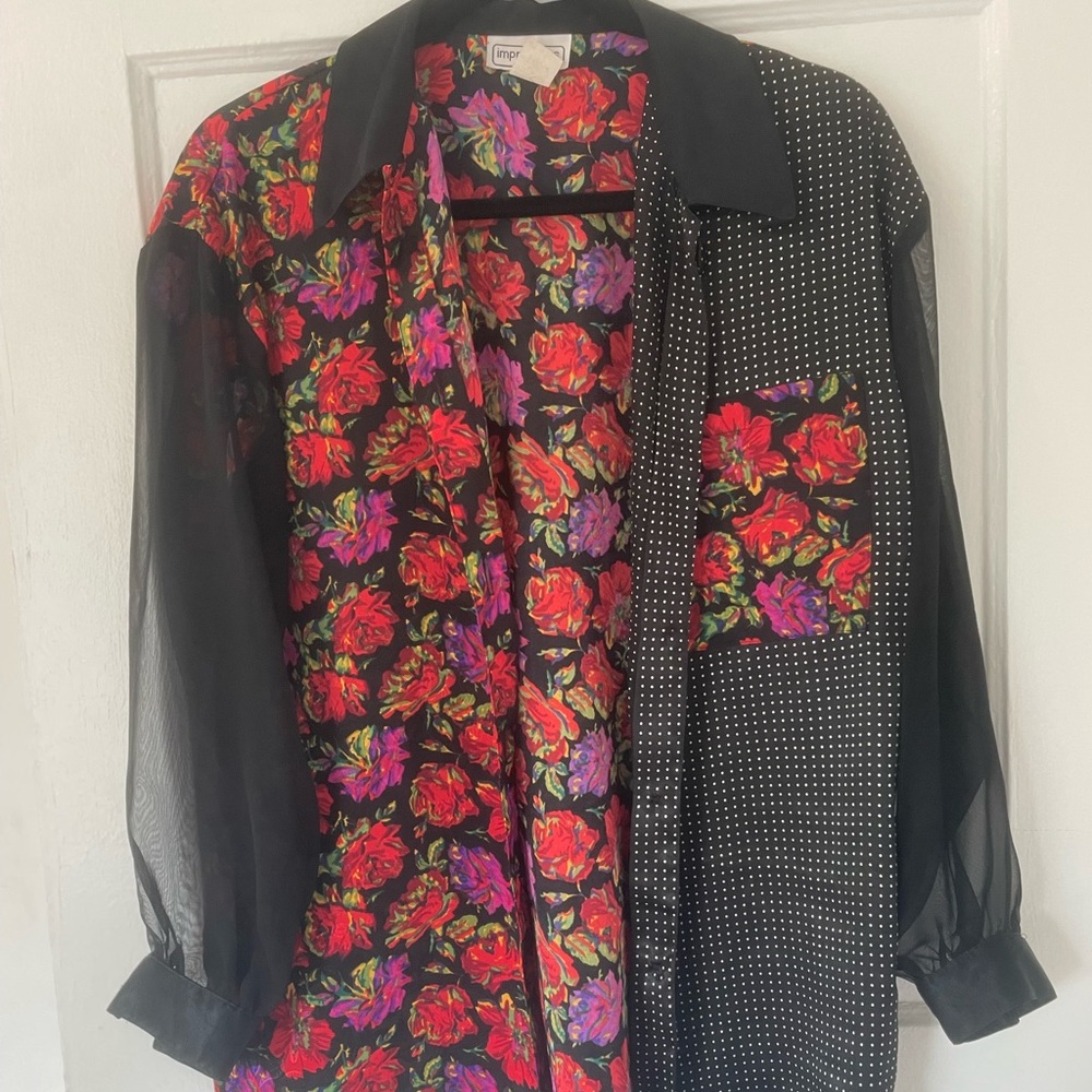 Vintage Silk/Mesh Patterned Button- Down - image 2